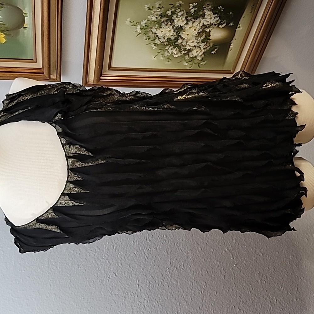 Black gold shimmery sleeveless shirt sheer Taylor Swift concert shirt